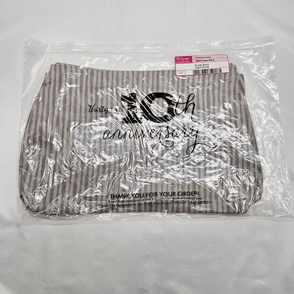 Thirty-One Suite Skirt Taupe Wave 10th Anniversary Pattern Bag Cover 903A New